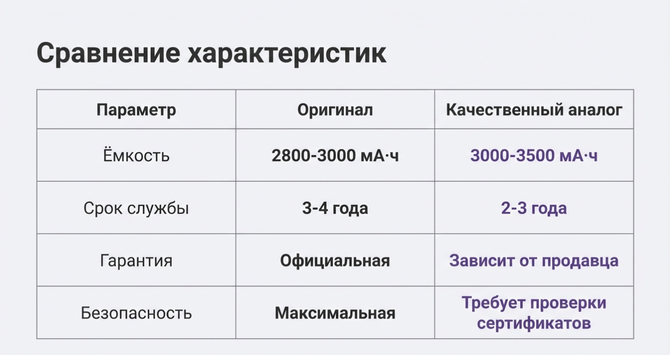 Таблица сравнения
