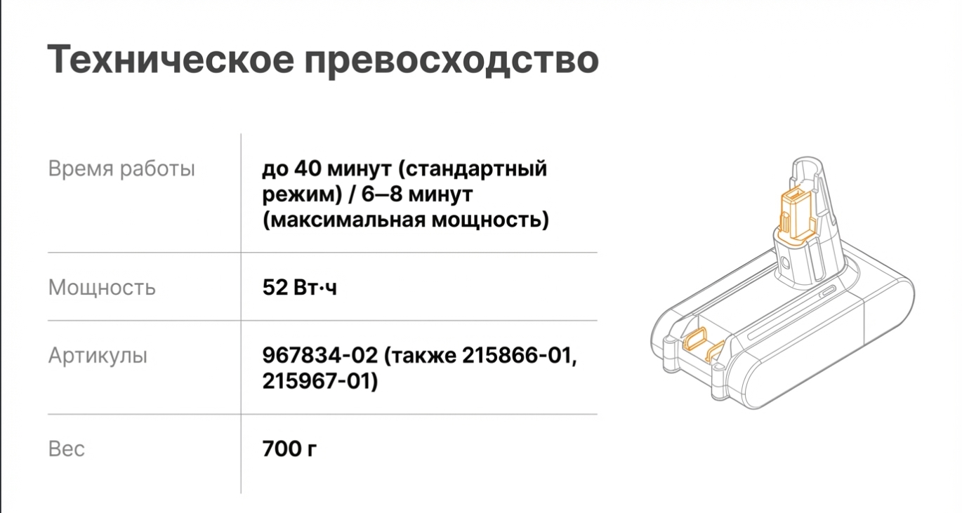 Оригинальный или совместимый аккумулятор Dyson V8